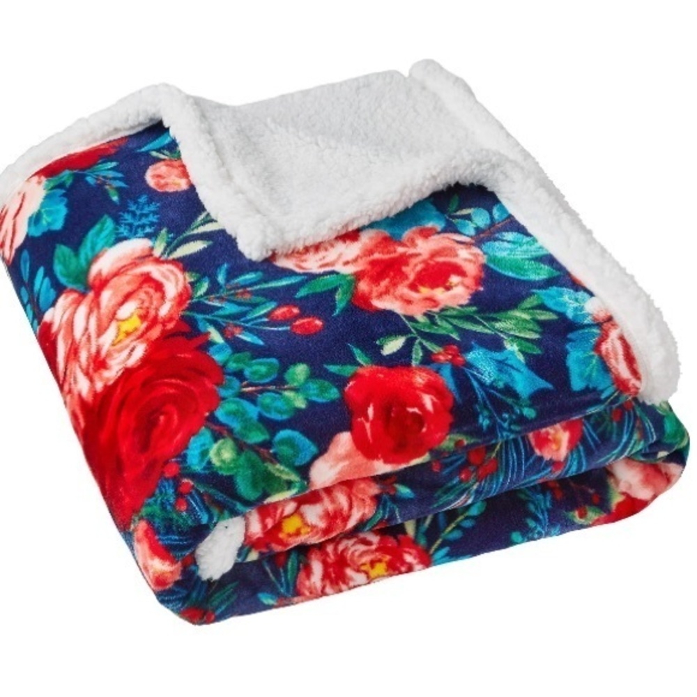 The Pioneer Woman Velvet Plush Throw‎ Blanket Cozy Warm Floral New